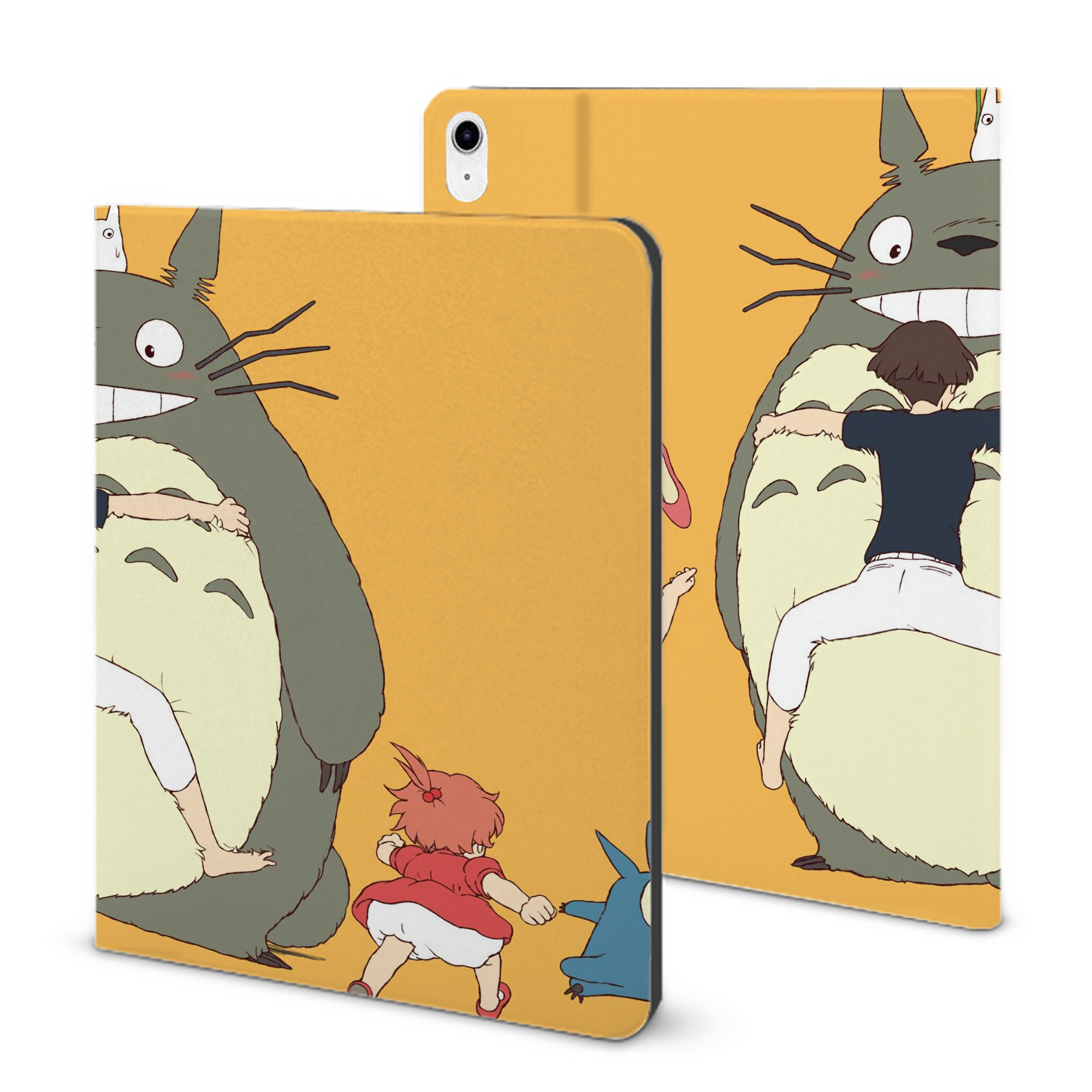 （画像用） となりのトトロ 草壁メイ 草壁サツキ My Neighbor Totoro Satsuki Kusakabe Mei Kusakabe IPad ケース ブック型 PUレザー TPU 耐衝撃 軽量 薄型 ペン収納なし 全面保護 IPad 各モデル対応